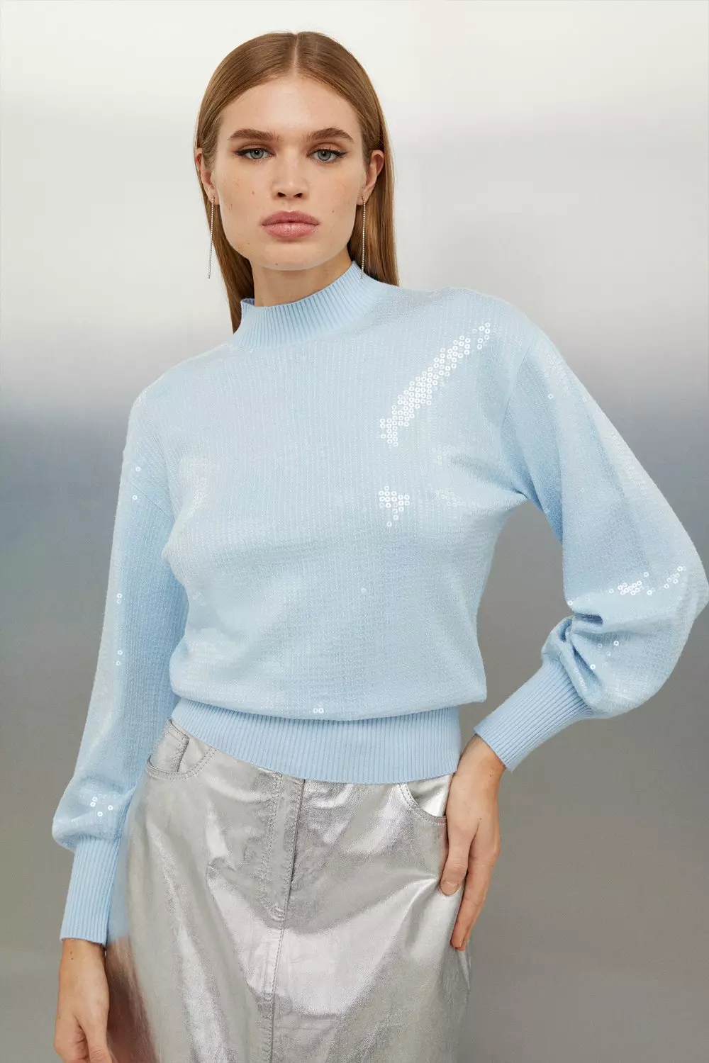 Blue cheap sequin sweater